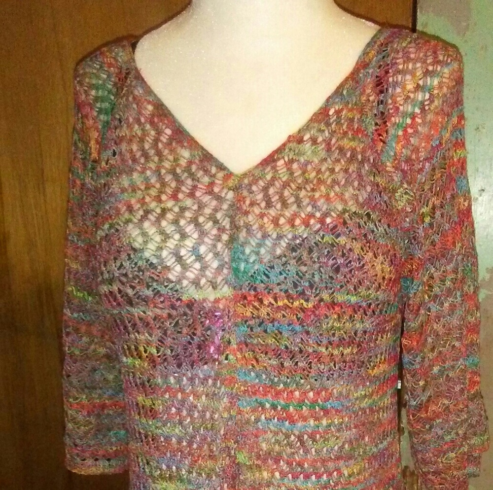 Woven Rainbow mesh top