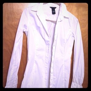 Moda International white tunic button down shirt
