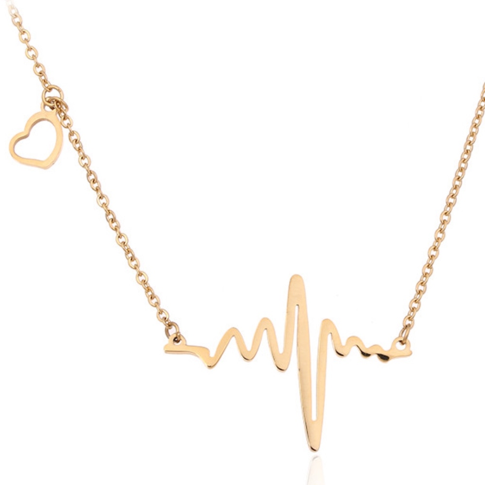 Gold Heartbeat delicate dainty pendant Necklace - Picture 1 of 5