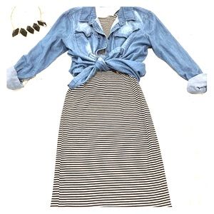 Black and white fitted tank dress.