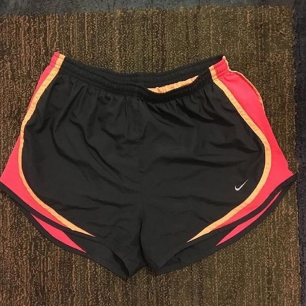 Nike gray and orange running shorts