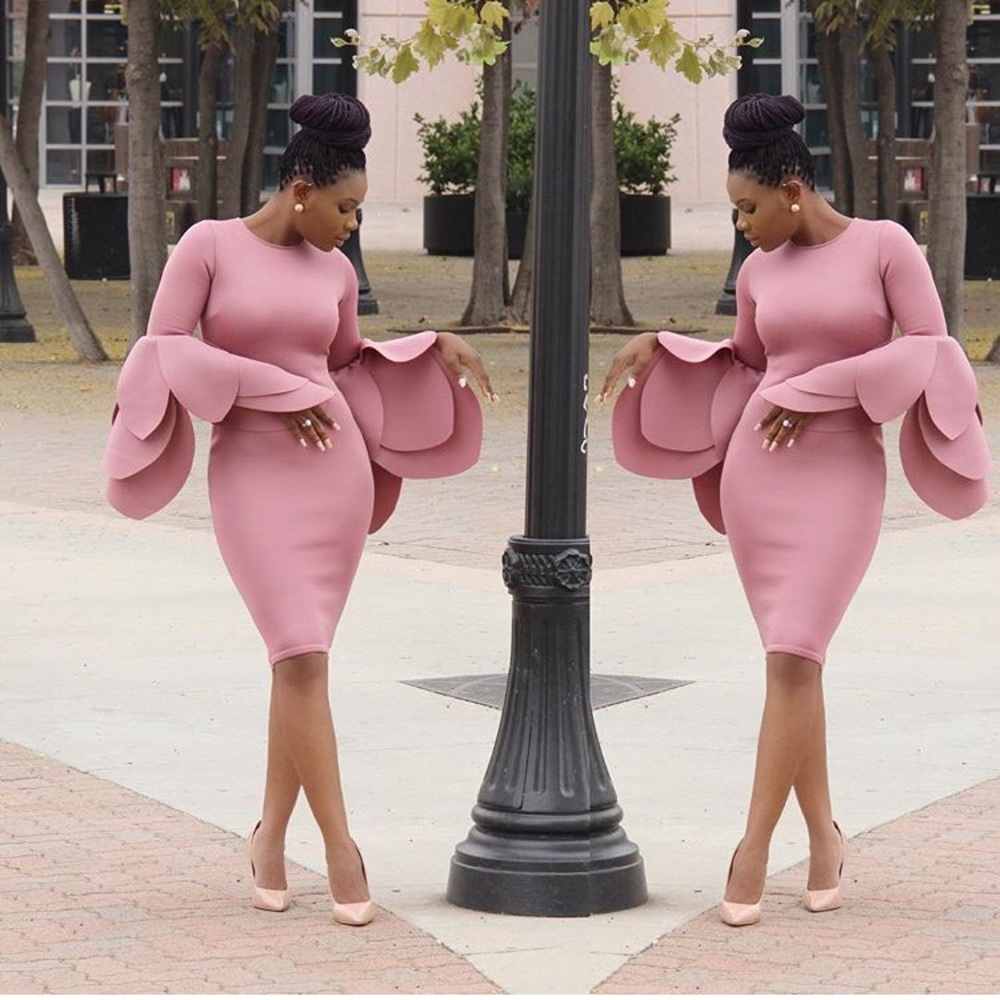 Tulip Sleeves Midi Dress