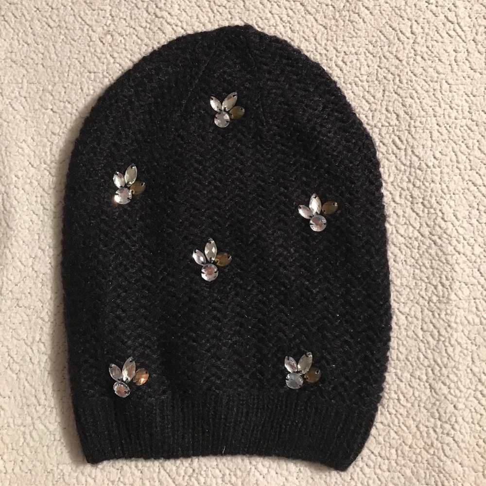 Mixit Jeweled Beanie in Black