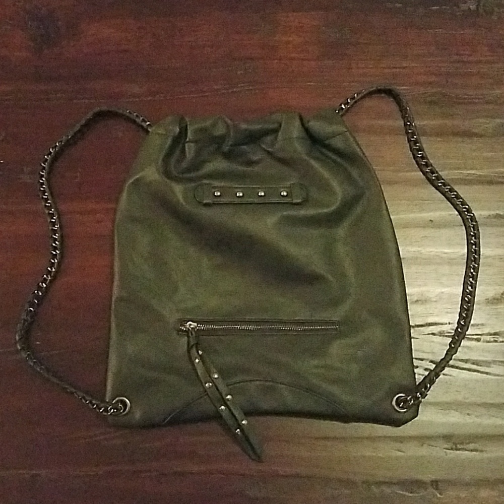 Black Faux Leather Back Pack
