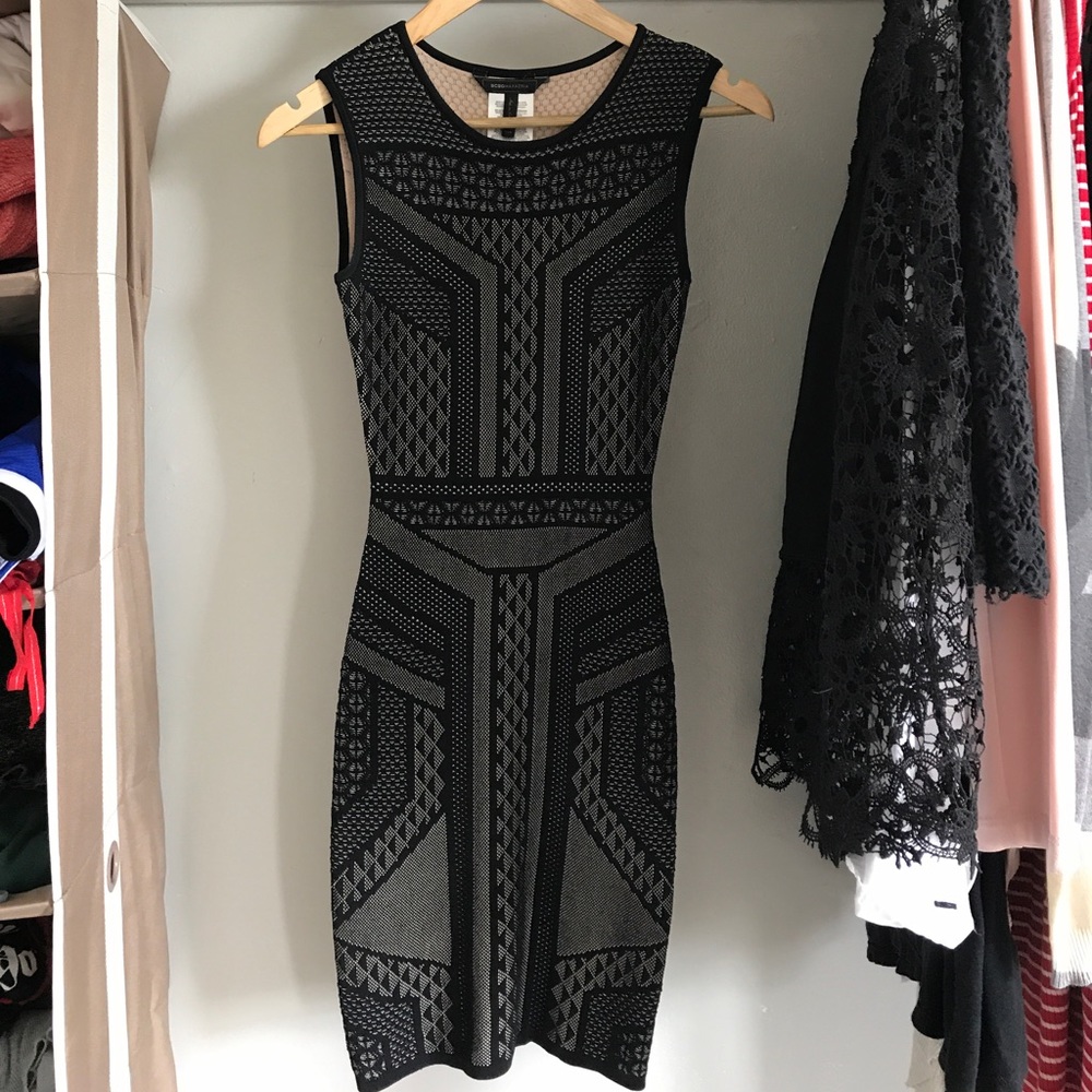 BCBG Stefanie Geometric Relief Jacquard Dress
