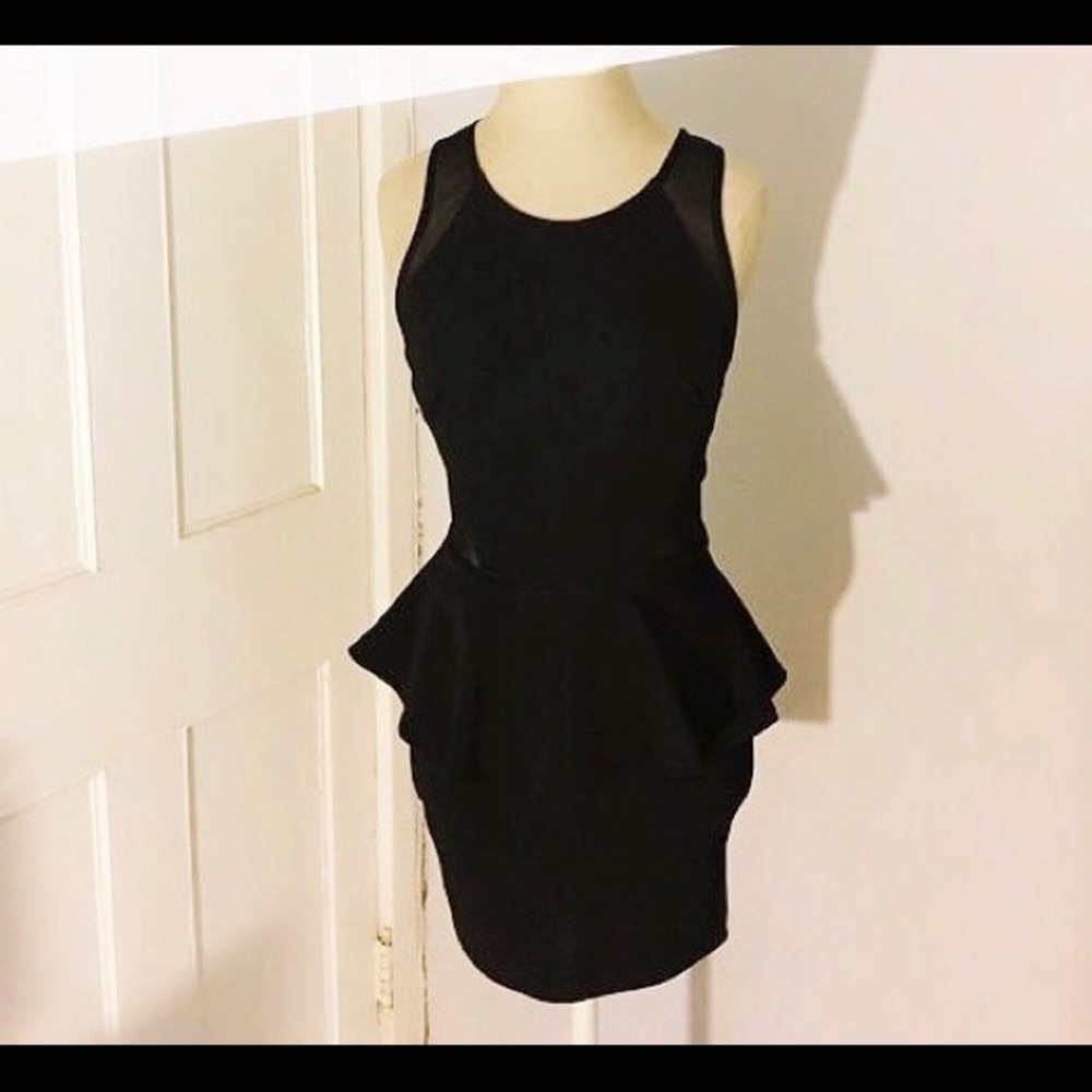 SOLD - Black Sleeveless Bodycon  Dress Ruffle