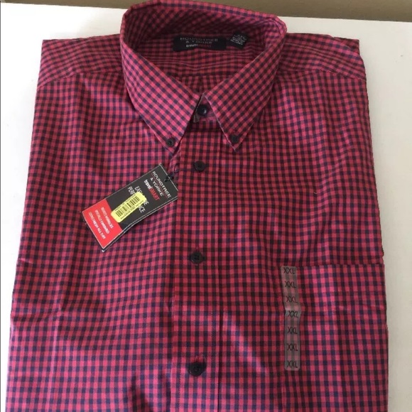 Roundtree Mens SS Green White Plaid Travel Shirt XL 2X B NWT