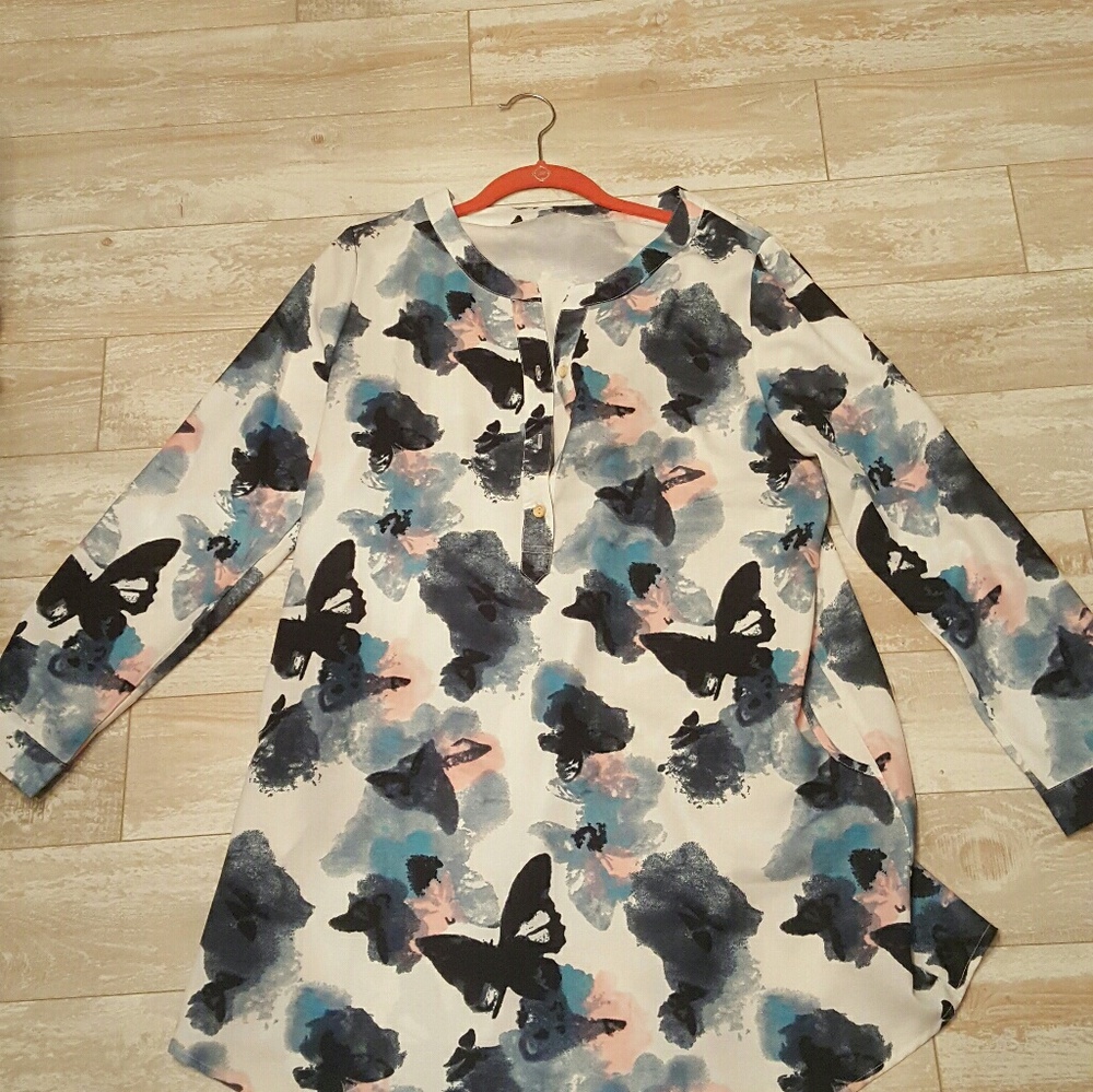 NWT boutique butterfly 3/4 sleeve shirt dress, XL