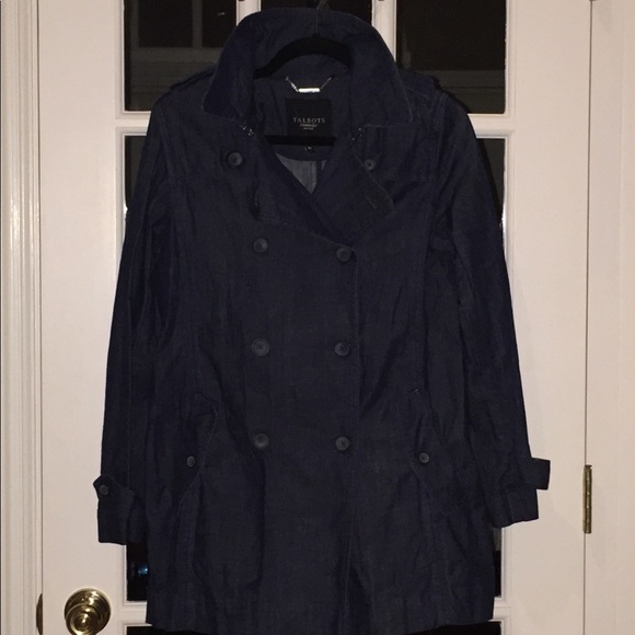 Talbots Double-Breasted Denim Trench Coat - Picture 1 of 5