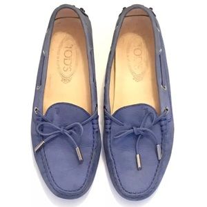 Tod's Light Blue Nubuck Leather Loafers Size 38