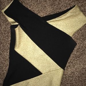 Black and Gold off the shoulder dress