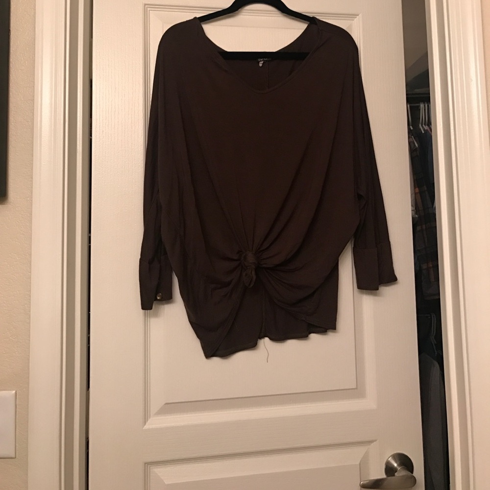 Green long sleeved drop shoulder top