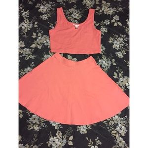 forever 21 skater skirt & cropped tank set