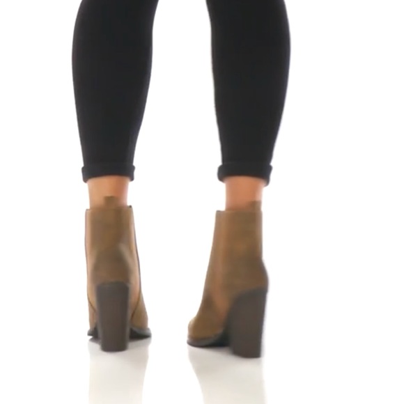 Taupe Western Chic High Block Heel Ankle Booties - Picture 2 of 7