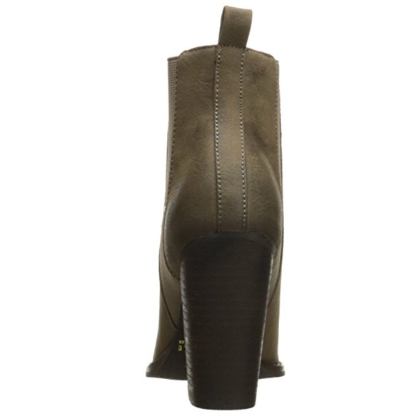 Taupe Western Chic High Block Heel Ankle Booties - Picture 6 of 7