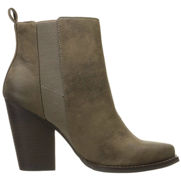 Taupe Western Chic High Block Heel Ankle Booties - Picture 7 of 7