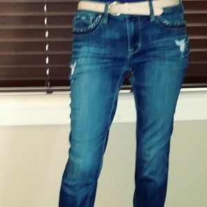 WHBM size 4 ripped/distressed girlfriend jeans