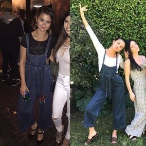 Free People Strappy Denim Overalls Selena Gomez
