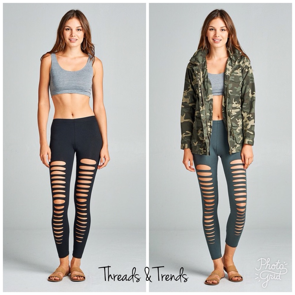  Ladder Cut Out Jersey Leggings - Picture 3 of 8