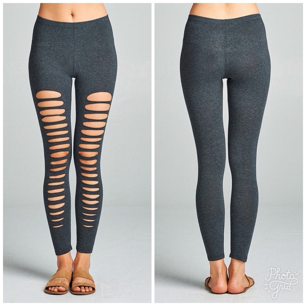  Ladder Cut Out Jersey Leggings - Picture 4 of 8