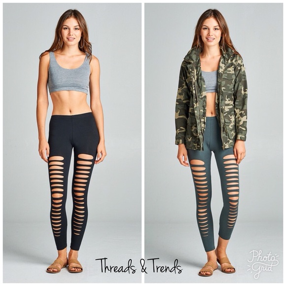  Ladder Cut Out Jersey Leggings - Picture 3 of 8