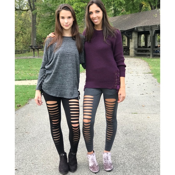  Ladder Cut Out Jersey Leggings - Picture 2 of 8