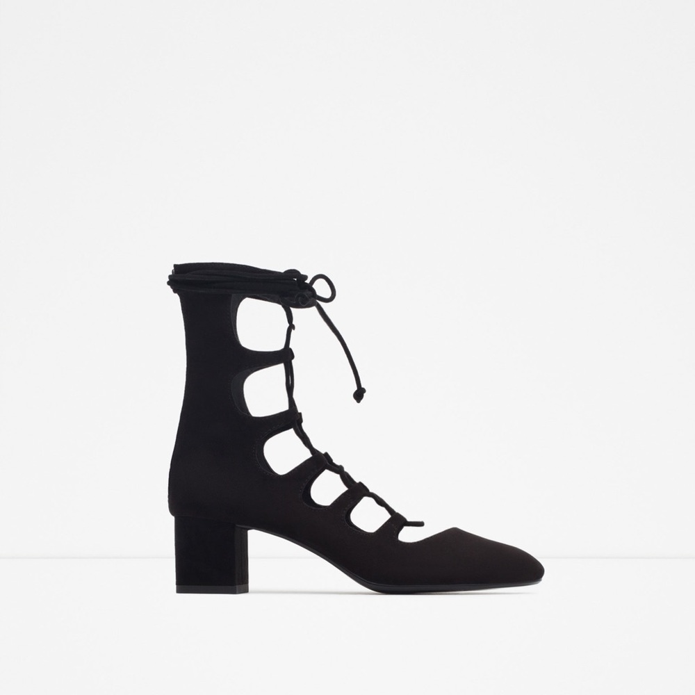 Zara lace up heeled shoes us 36 / 6