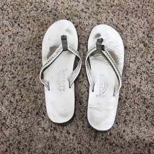 White Rainbow Diamond Flip Flops
