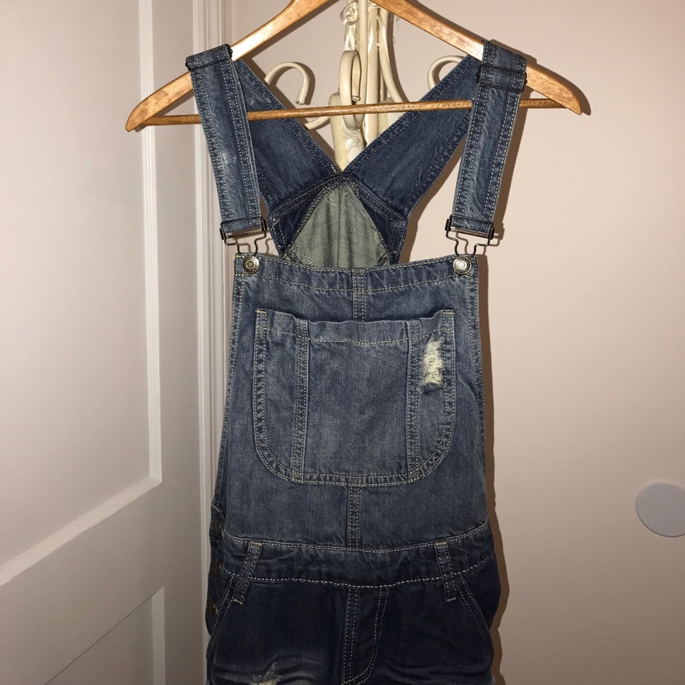 Distressed Denim Overalls