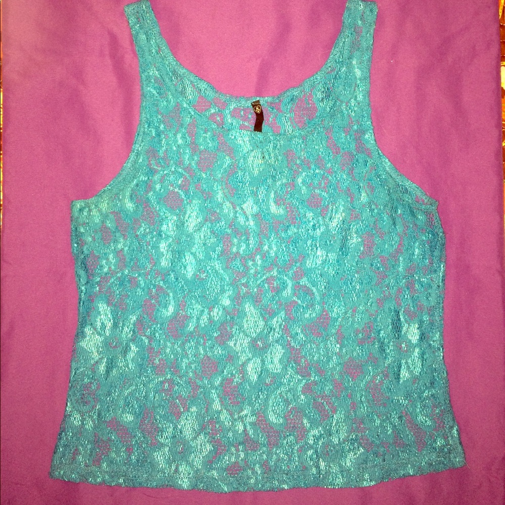 Electric blue lace tank