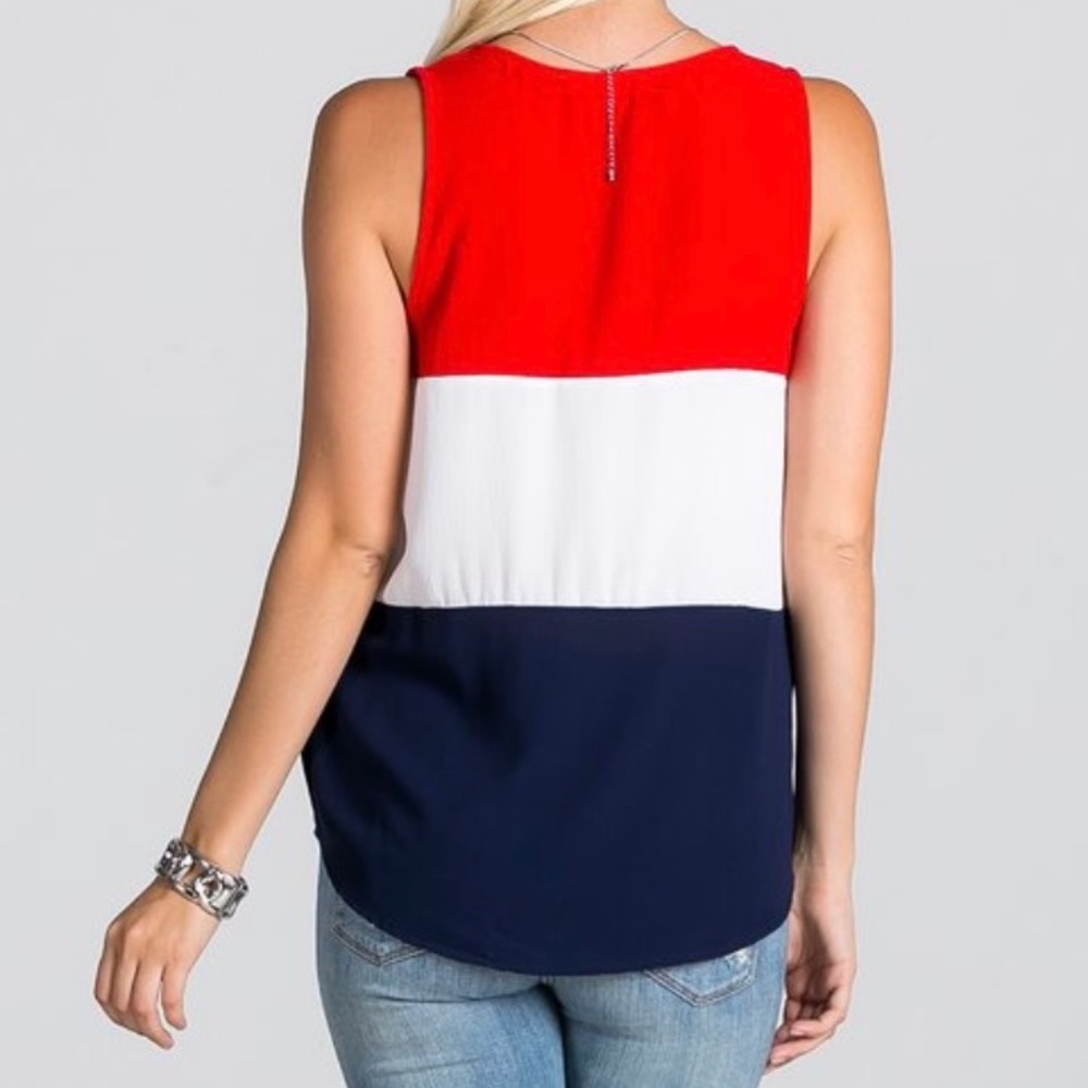 Red & Navy Color Block Top - Picture 2 of 3