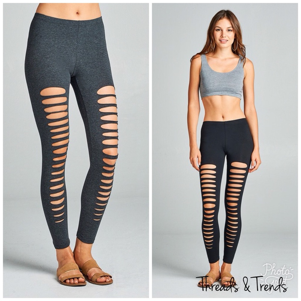 Ladder Cut Jersey Leggings - Picture 3 of 7