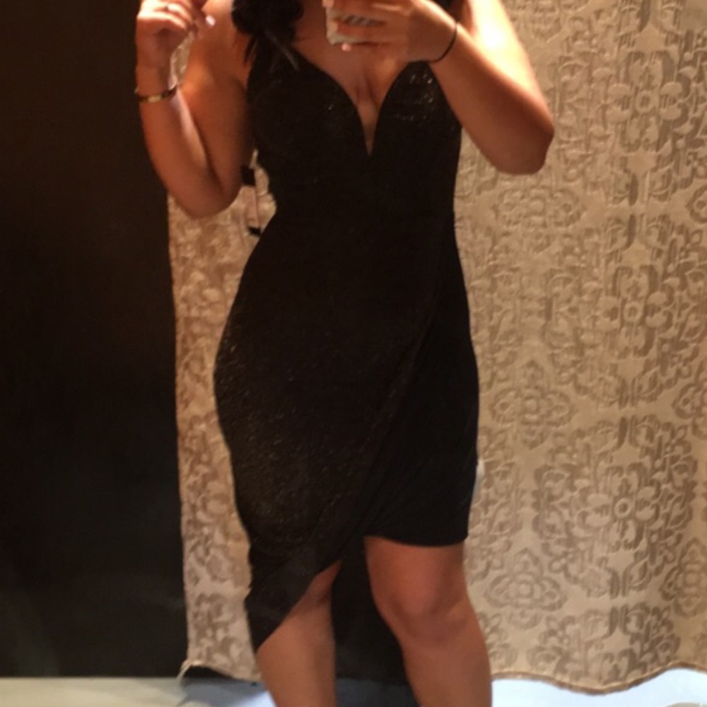 Black And Gold Drape Dress