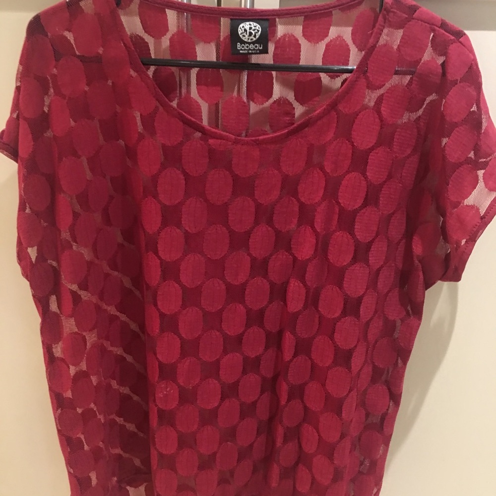 Burgundy sheer Bobeau Top