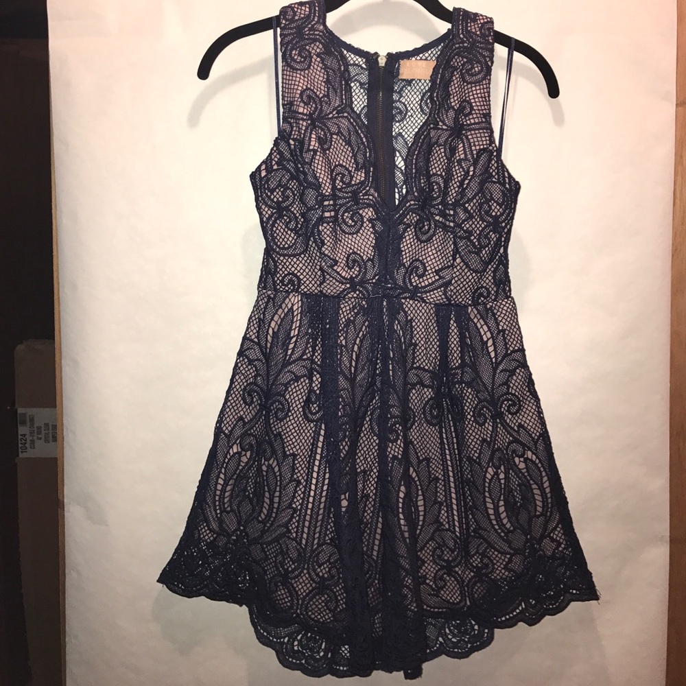 Urban Outfitters blue lace romper