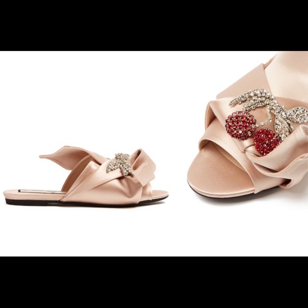 NIB/ No.21 crystal pink satin slides US 5.5/35