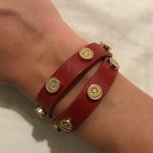 red leather tory burch wrap bracelet
