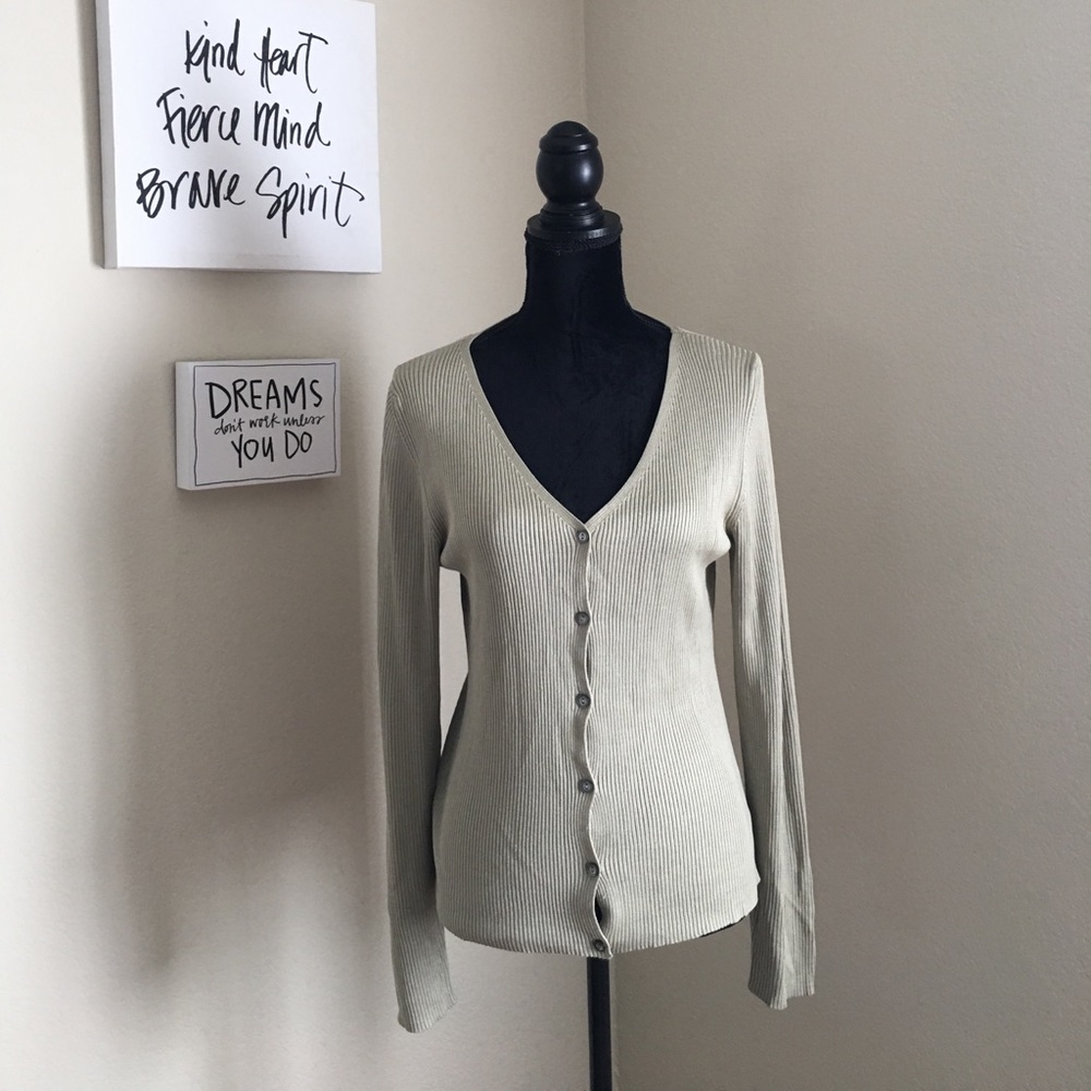 J. Crew 100% Silk Light Green Cardigan