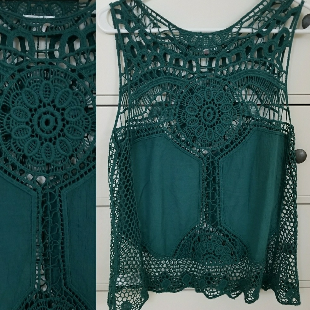 NWOT Teal/Aqua Crochet Boho Shell/Top/Tank