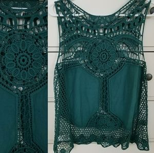 NWOT Teal/Aqua Crochet Boho Shell/Top/Tank