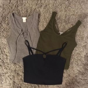 set of 3 cropped tanks