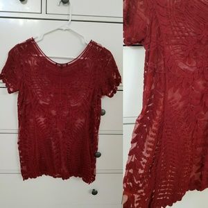 Boutique Lace Overlay Top