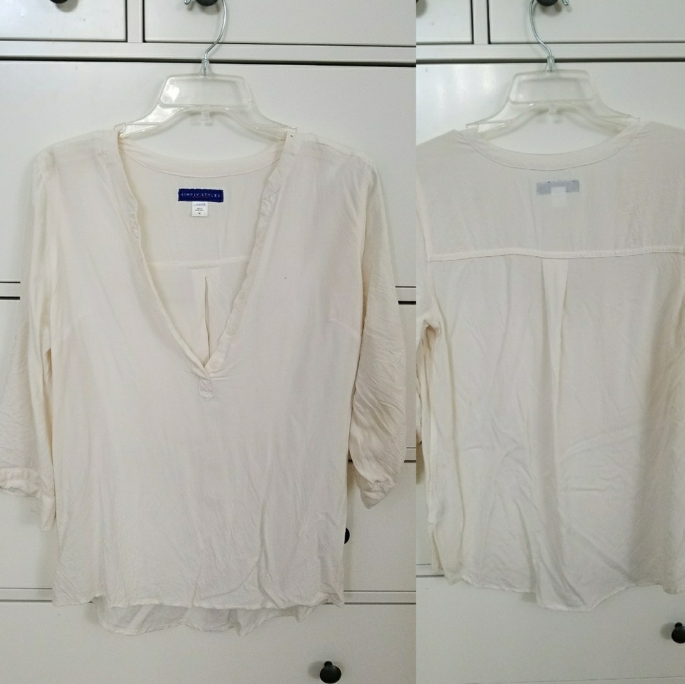 Cream/Ivory Popover Tab Sleeve Top
