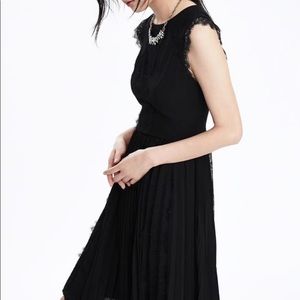 Banana Republic Black Pleated Lace Dress