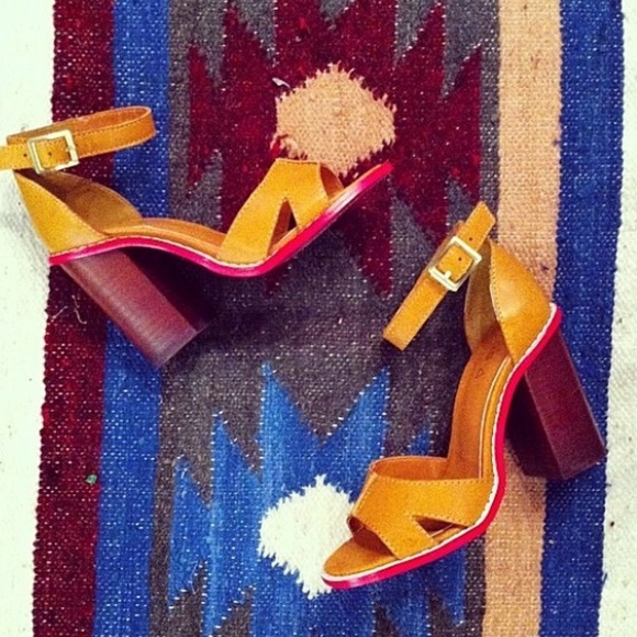 Leather Grain Block Heel Ankle Strap Sandal - Picture 3 of 7