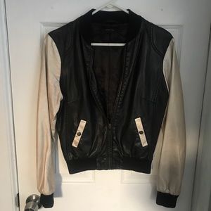 Reversible Leather/ Satin Bomber