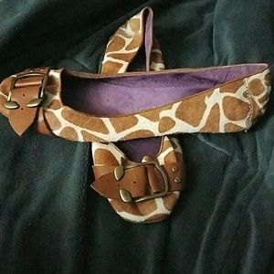 Handmade Jeffrey Campbell faux fur giraffe flats