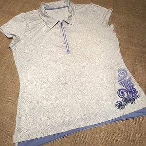 Athleta short sleeve zip up workout top