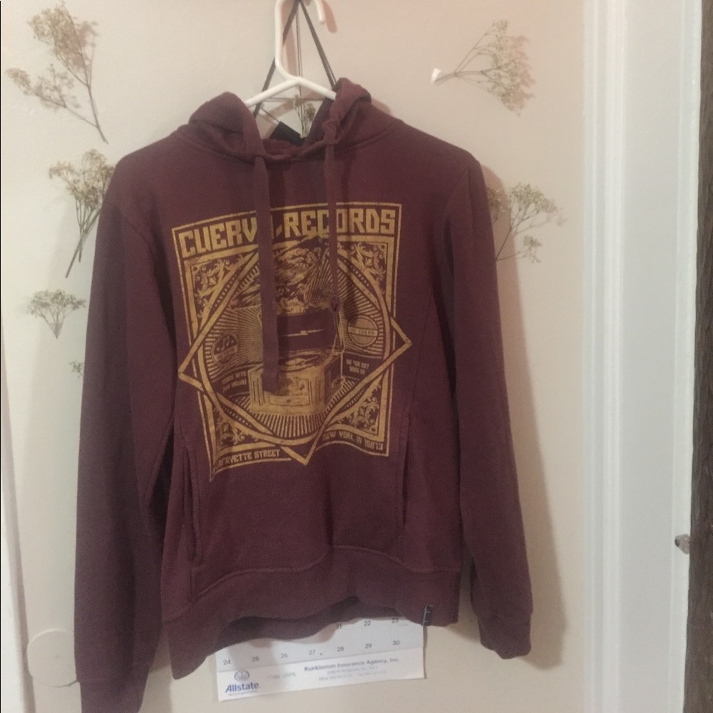 Vintage Cuervo records burgundy hoodie