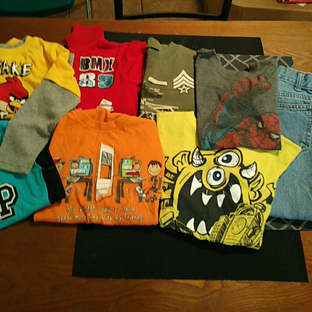 Boys size 5 shirts and 1 pair of jeans